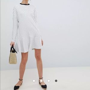 ASOS DESIGN mini rib dropped smock dress in stripe